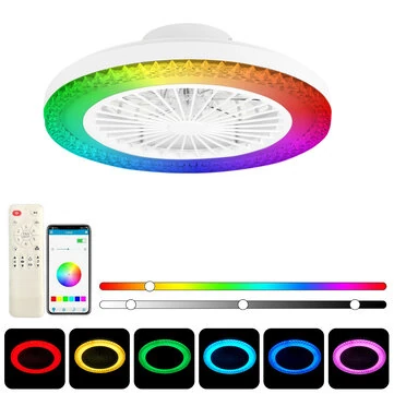 Elfeland Smart RGB LED Ceiling Fan Light 3 Color Temperatures 2H Timer 6 Wind Speeds Quiet Operation APP & Remote Control for Home Rooms
