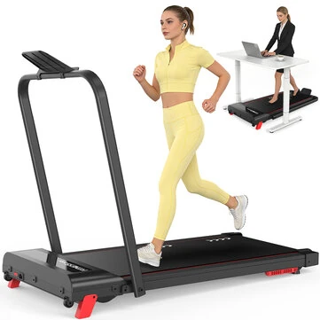 [EU Direct] Bominfit P300 2 in 1 Foldable Treadmill with 4% Incline - Top Speed 10km/h, 2.5HP Quiet Motor, LED Display & Remote Control, Space-saving for Home Office