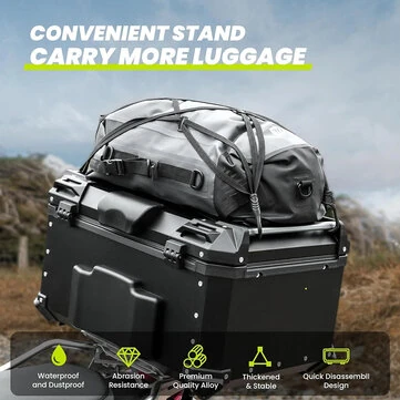 45L Motorcycle Tail Box Trunk Luggage Storage Hard Case Aluminum Universal Top Case Rear Rack Lockable Waterproof and Anti-Collision for Motorcycle Election Scooter