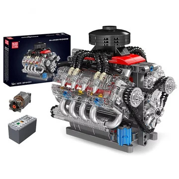 Mould King 10171 LSX454 Motorized V8 Engine Model DIY Assembly Kit Motorized Building Blocks 487PCS Excellent STEAM Science Education Discovery Toys Children Gifts