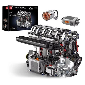 Mould King 10087 L4 Gasoline Engine Model Building Block Technical Car Motorised Inline 4-cylinder Brick Assembly Kit 1787+PCS Science Education Discovery Toys Children Gifts