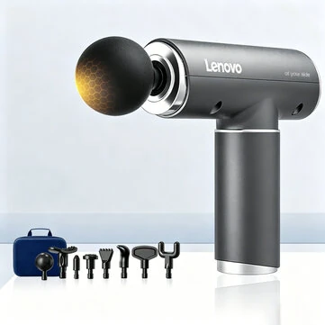 Lenovo Deep Tissue Massage Gun with Storage Case 99 Speed Levels 8 Massage Heads LCD Display Type-C Rechargeable Quiet Muscle Massager