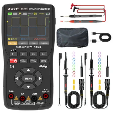 ZOYI ZT-706S Handheld Oscilloscope Multimeter 3-In-1 Dual Channel 50MHz 280MSa/s 66000 Counts Signal Generator IPS Display