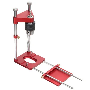 ENJOYWOOD All Aluminum Alloy Adjustable Woodworking Drill Locator Pro Auto Line Drill Guide Puncher Mini Bench Drill Press Precise Positioning Tools Hole Drill