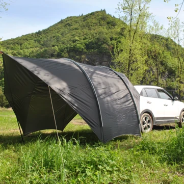 Xmund Portable Camping Car Rear Tent, Light Weight Tear Resistant Camping Shell Sun Shelter PU4000 Waterproof Car Awning Outdoor Picnic Tent, 5-8 Person Capacity