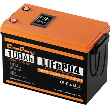 [EU Direct] Cloudenergy 25.6V 100Ah LiFePO4 Battery Pack LCD Screen Bluetooth Connect, 2560Wh Energy, 6000+ Cycles, Built-in 100A BMS, Support in Series/Parallel, Replacing Most of Backup Power, RV, Boats, Solar, Trolling Motor, Off-Grid, DPCL24-100