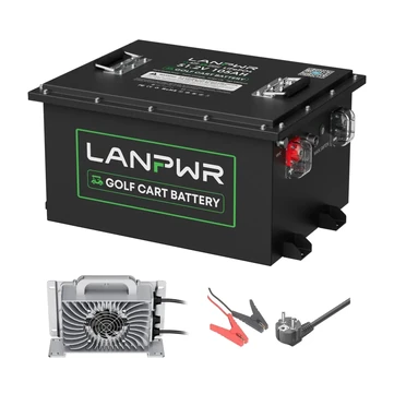 [EU Direct] LANPWR 48V 105Ah Bluetooth LiFePO4 With Charger, 5376Wh Golf Cart Lithium Battery, 4000+ Times Deep Cycles, Build-in 200A BMS Protection, Max 10.24kW Power, Support in 4 Parallel, 48V 100Ah