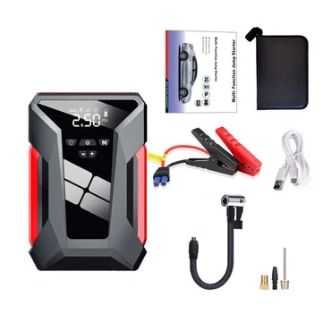 4-in-1 Multi-function Car Emergency Starter Intelligent Digital Display 12V 38000mAh Power Bank Jumpstarter Tire Inflation Pressure Tester