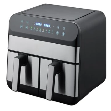 NovuLife 1800W Dual Zone Digital Air Fryer 9L Capacity 8 Preset Programs with LED Touch Display for Healthy Cooking Family Size