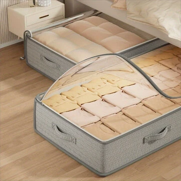 4PCS Large Capacity Under Bed Storage Bags Containers Space Saving Clothes Blanket Organizer Foldable Underbed Storages Bins