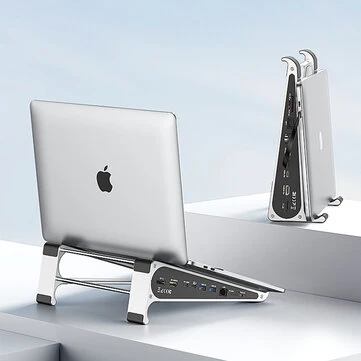 Blueendless Aluminum Laptop Stand Docking Station with 4K 60Hz HD SD/TF Card Reader USB3.0 5Gbps 100W PD Charger Type-C Hub for MacBook Surface