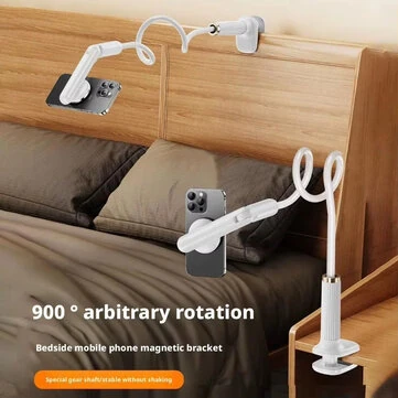 Adjustable Phone Holder Flexible 360° Rotating Long Arm Universal Bedside & Desktop Clip Mount Lazy Bracket for iPhone/Tablet