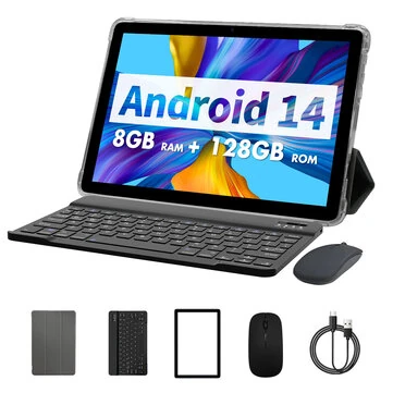 VASOUN P30H WIFI Allwinner A523 Octa Core 4GB+4GB RAM 128GB ROM 10.1 Inch Android 14 Tablet PC With Case Cover Mouse Keyboard Stylus Pen