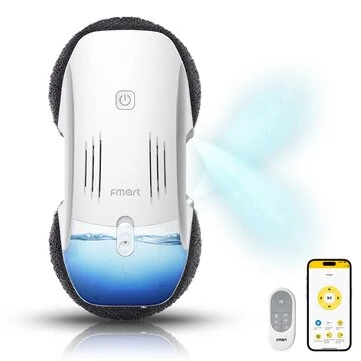 [EU Direct] Fmart T10 Pro Robot Window Cleaner, 3800Pa Strong Suction, Dry & Wet Cleaning, 120ml Water Tank ,Dual Auto Spray, AI Path Planning, 4 Cleaning Modes, APP & Remote Control, Edge Detection, UPS Safety Protection