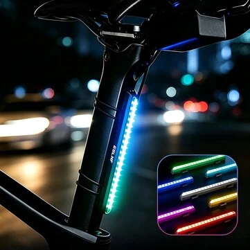 ESLNF RGB Flowing Seat Rail Mount Bike Taillight 1200mAh Type-C Rechargeable IPX4 Waterproof for Night Riding