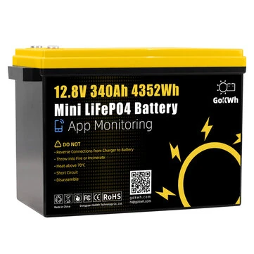 GOKWH 12V 340AH Vehicle Storage Box 4352Wh Mini LiFePO4 Battery Built-in 200A Bluetooth BMS