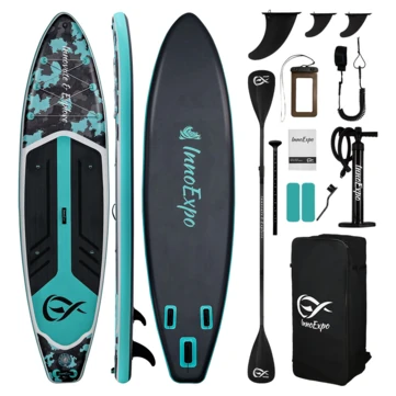 [EU Direct] InnoExpo SUPIE71P 350x89x15cm Inflatable Stand Up Paddle Board 230kg Capacity 3 Person Wide Stable Surfboard for Family Lake Ocean, SUPIE71N SUPIE71P