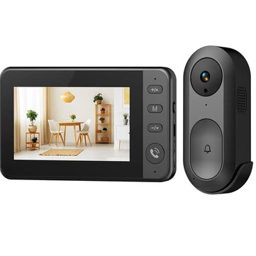 2.4G Wireless Smart Video Doorbell 640x480 Resolution HD Ultra Wide-Angle Infrared Night Vision Two-Way Intercom Auto Record Video Doorbell with 4.3 Inch IPS Screen for Home Security