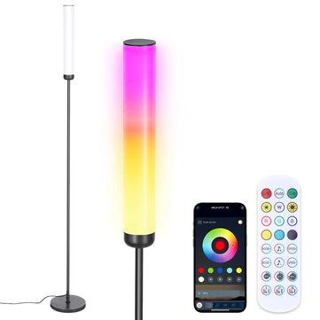 BlitzWill® BWL-F17 360° RGB Floor Lamp Music Sync Ambient Light APP & Remote Control Dimmable Standing Lamp