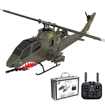 Eachine E187S AH-1 Cobra 2.4G 9CH 6G GPS Optical Flow Localization LiDAR TOF Altitude Hold Dual Brushless Motor 1:32 Scale Flybarless RC Helicopter RTF