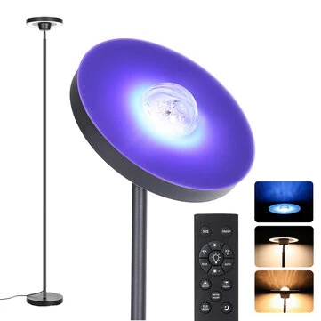 [EU Direct] BlitzWill® BWL-A11 RGB Uplighter Floor Lamp With Water Ripple Effect RGB Up Light CCT Lower Light Remote Control & Foot Switch Dimmable Standing Lamp