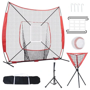 Bominfit 7x7ft Baseball Softball Practice Net Kit for Hitting Pitching with Batting Tee Target Ball Collector Carry Bag