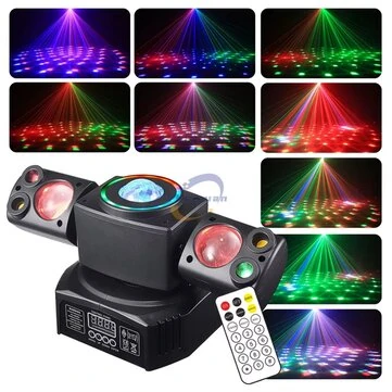 [EU Direct] YBEIYUAN 60W RGBW Party Effect Red and Green Beam Strobe With Aperture Remote Control DMX512 DJ Disco Bar KTV Christmas Stage Light