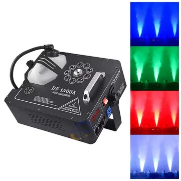[EU Direct] YBEIYUAN 1500W RGB Vertical Fog Machine 9 LED RGB 3-in-1 DMX512 Stage Lighting Effect DJ Disco Bar Remote Control Vertical Column Fog Effect Machine