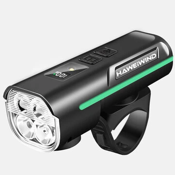 HAWEIWIND Bike Light 1000LM USB Rechargeable 3600mAh Bike Headlight With Horn LCD Display Auto Sensor Cycling for MTB, Scooters