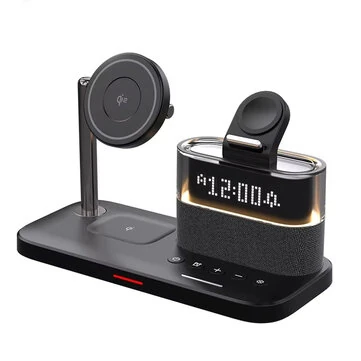 C09 15W 5-in-1 Magnetic Wireless Charger with RGB Light Rigital Display Fast Wireless Charging Stand for Smart Phones for iPhone 17 17 Pro 16 15 Pro Max for Samsung Galaxy Pura 80 Ultra for Smart Watch for Airpods