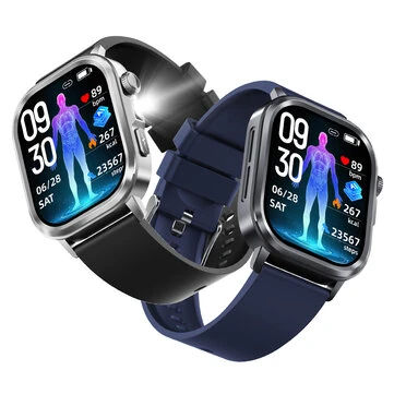 BlitzWolf HL7 1.95-inch AMOLED Display ECG AI-GPT LED Flashlight bluetooth Call Heart Rate Blood Pressure SpO2 Monitor Sleep Monitoring Body Composition Analysis Blood Glucose Assessment SOS Emergency Call Multi-sport Modes IP68 Waterproof Smart Watch