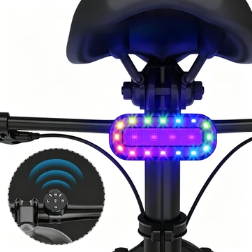 LAOTIE X6 RGB Bicycle Rear Light with Wireless Remote, IPX5 Waterproof E-Bike Turn Signal Indicators, USB-C Charging Cycling Tail Lamp for ENGWE, SAMEBIKE, Xiaomi M365, Ninebot