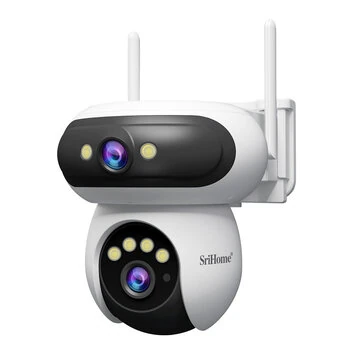 SriHome SH062 8MP Dual Lens Outdoor Security Camera PTZ Wireless AI Human Motion Auto Tracking Full Color Night Vision Two Way Audio IP66 Waterproof Smart Home Monitoring Cameras