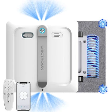 [EU Direct]Liectroux S9 Smart Window Cleaning Robot,With 2 Roller Brushes, 6-Way Water Pump Spray,10000Pa Suction, Brushless Motor, Frameless Works, 8 Microswitches,Safety Rope & Power Cord 2 In 1,App & Remote Control,Voice Prompts