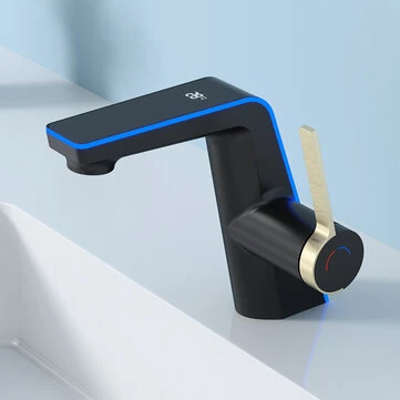 High-end G1/2 Digital Display Water Temperature Hot Cold Icicle Water Cooling Tropical Atmosphere Light Basin Faucet Toilet Bathroom Household Faucet Basin Mixer Tap