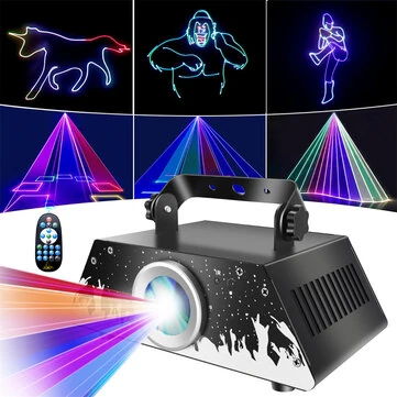 [EU Direct] Elfeland RGB Animation Projector Light with Remote Control DMX512 Beam Effect 10m Range 9 Pre-set Patterns DJ Party Stage Disco Light