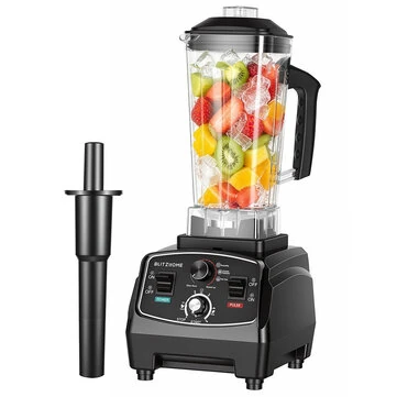 [EU Direct] BlitzHome® BH-200D 1600W Countertop Blender with 2L BPA-Free Jar 9-Speed Control 1~5 Min Timer 6-Leaf Stainless Steel Blades for Smoothies, Ice & Soups