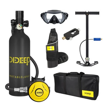 [EU Direct] DIDEEP 1L Scuba Diving Gear Cylinder Oxygen Tank Professional Buceo Diving Equipment Scuba Kit Snorkeling Set With Water Pump Diving Glasses Storage Bag Automatic Air Compressor Optional