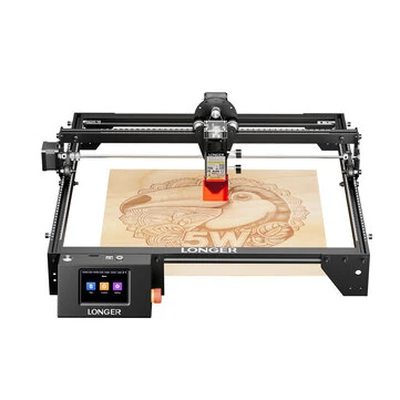[EU/US/BR Direct] LONGER RAY5 5.5W Laser Engraver Newly Upgraded Version 24000mm/min Engraving Speed 0.08x0.08mm Laser Spot 3.5 inch Touch Screen 400x400mm Working Area Offline Carving 32-Bit Chipset WiFi Connection Support AI Lightburn