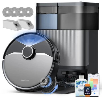 [EU Direct] Ultenic MX5O Robot Vacuum and Mop, 20000Pa Suction, LiDAR Navigation, Hot Water Mop Washing & Auto Empty Station, For Pet Hair Hard Floor Carpet