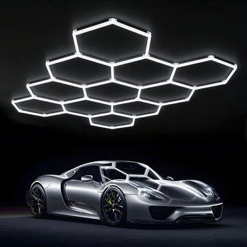 [EU Direct] Elfeland 11-Cell Garage Lights Hexagon Lamp 6500K LED Tube Honeycomb Barbershop Ceiling Lighting For Workshop 4S Car Show Auto Body Repair Gym