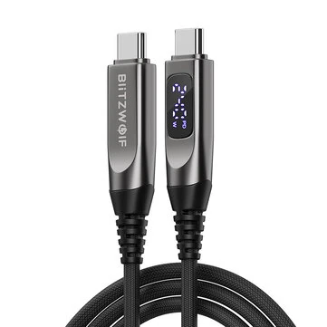 BlitzWolf® BW-TC25 240W Digital Display Type-C to Type-C Cable PD3.1 Fast Charging Data Transmission Tinned Copper Core Line 1.2M Long for iPhone 17 17Pro Max 16 15 for Huawei Mate XTs for SAMSUNG
