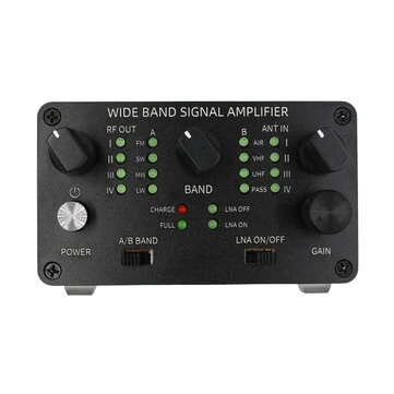 Full Band Antenna Signal Amplifier 30kHz-650MHz 4 Channel Low Noise Adjustable Gain 30dB SMA Connectors High Pass Filters