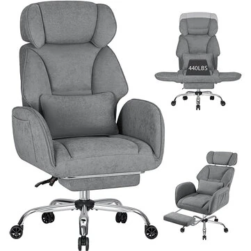 HOFFREE Criss Cross Office Chair with Footrest and Adjustable Armrests & Headrest 90°-135° Back Adjustable Wide Seat Comfy Desk Ergonomic Office Chair