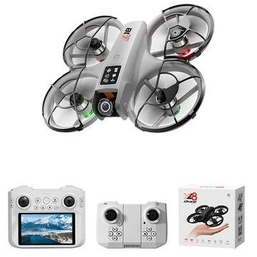 YLR/C YL18 WiFi FPV with 4.3inch LCD Screen Controller HD Dual Camera Electrically Adjustable Optical Flow Hover Circle Protection LED Brushless 2.4G 4CH 6-Axis Remote Control Toys RC Drone Quadcopter RTF