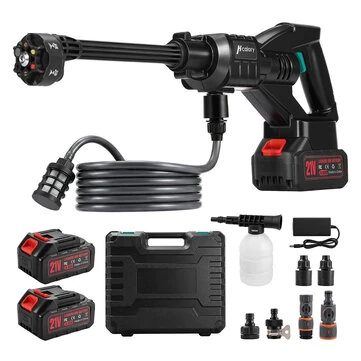 Hcalory E2 6 in 1 1000PSI High Pressure Car Washer Dual Batteries Water Washing Machine with Ergonomic Grip for Car Patio Garden Fence Ultimate Cleaning Experience