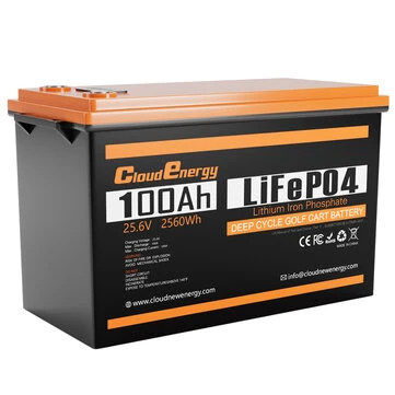 [EU Direct] Cloudenergy 24V 100Ah LiFePO4 Battery Pack 2560Wh Energy 6000+ Deep Cycles Backup Power Built-in 100A BMS Support in Series/Parallel, Perfect for Replacing Most of Backup Power, RV, Boats, Solar, Trolling motor, Off-Grid