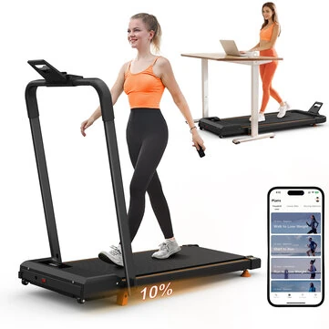 [EU Direct] Bominfit Q29-1B 2.5HP 2 in 1 Walking Pad Treadmill via APP - 12km/h Top Speed, 10% Incline, 120KG Load Compact & Portable for Home Office