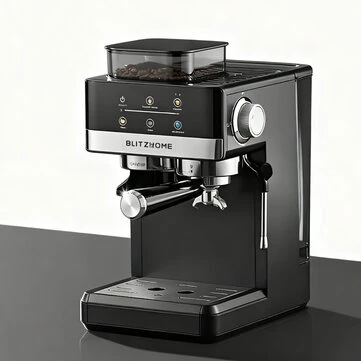 [EU Direct] BlitzHome® CM5520 Semi-Automatic Espresso Coffee Machine H20 20Bar 1350W with Built-in Grinder Large Touchscreen Preheat Progress Bar 1.8L Water Tank