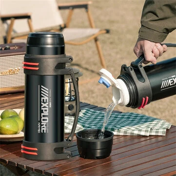 IPRee 1200ml Large Capacity Stainless Steel Insulated Bottle Leak-proof Portable Double-wall Vaccum Thermos Bottle Water Jug Keep Hot 72Hour for Hiking Travel